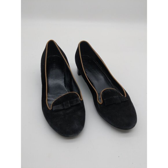LOUIS VUITTON Womens Pump SZ 35 Leather Suede Kitten Block Heel Black Round Toe - Picture 5 of 14